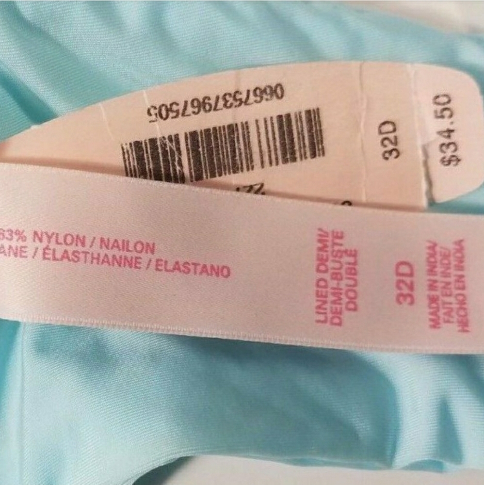 Victoria's Secret  32D Lined Demi Blue Green knots - Picture 3 of 3